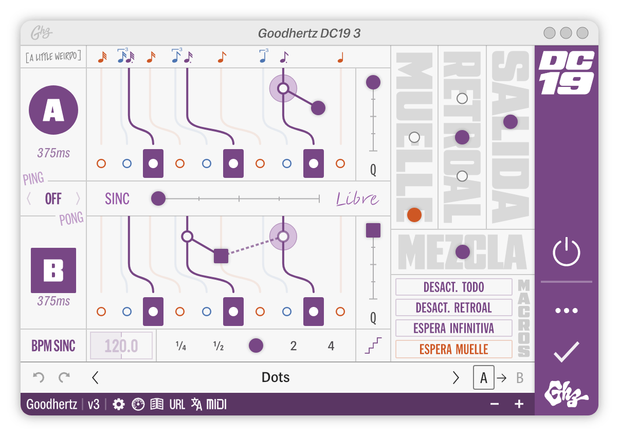 A screenshot of the DC19 interface