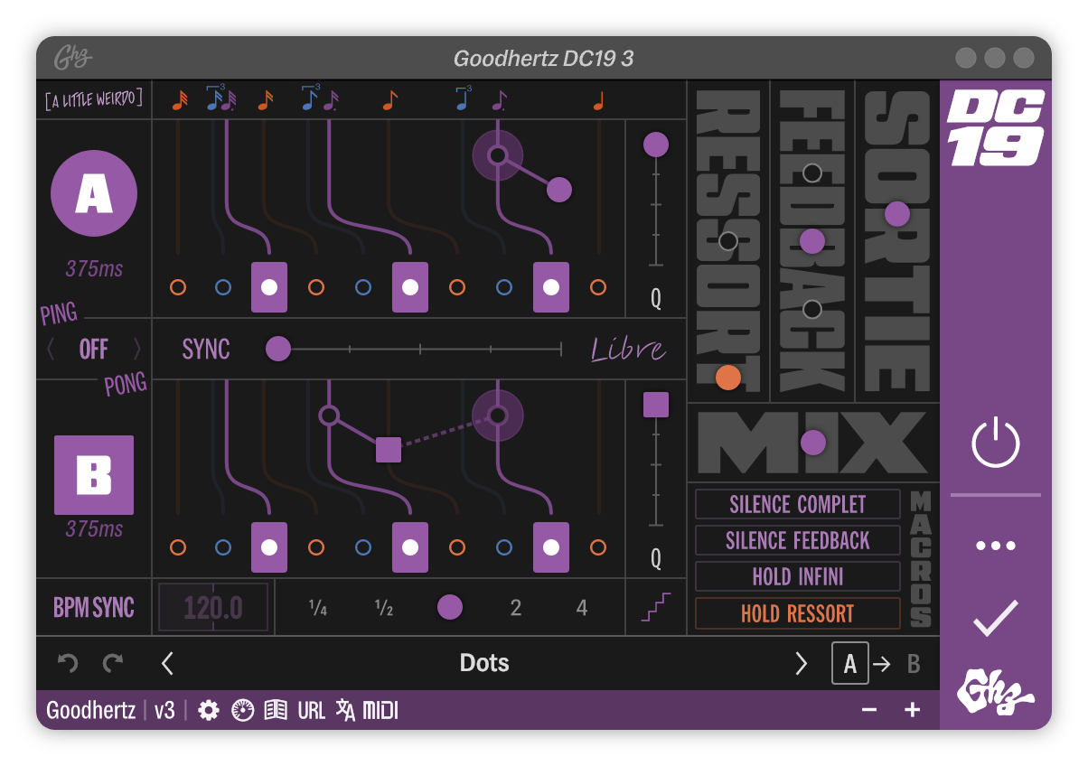 A screenshot of the DC19 interface