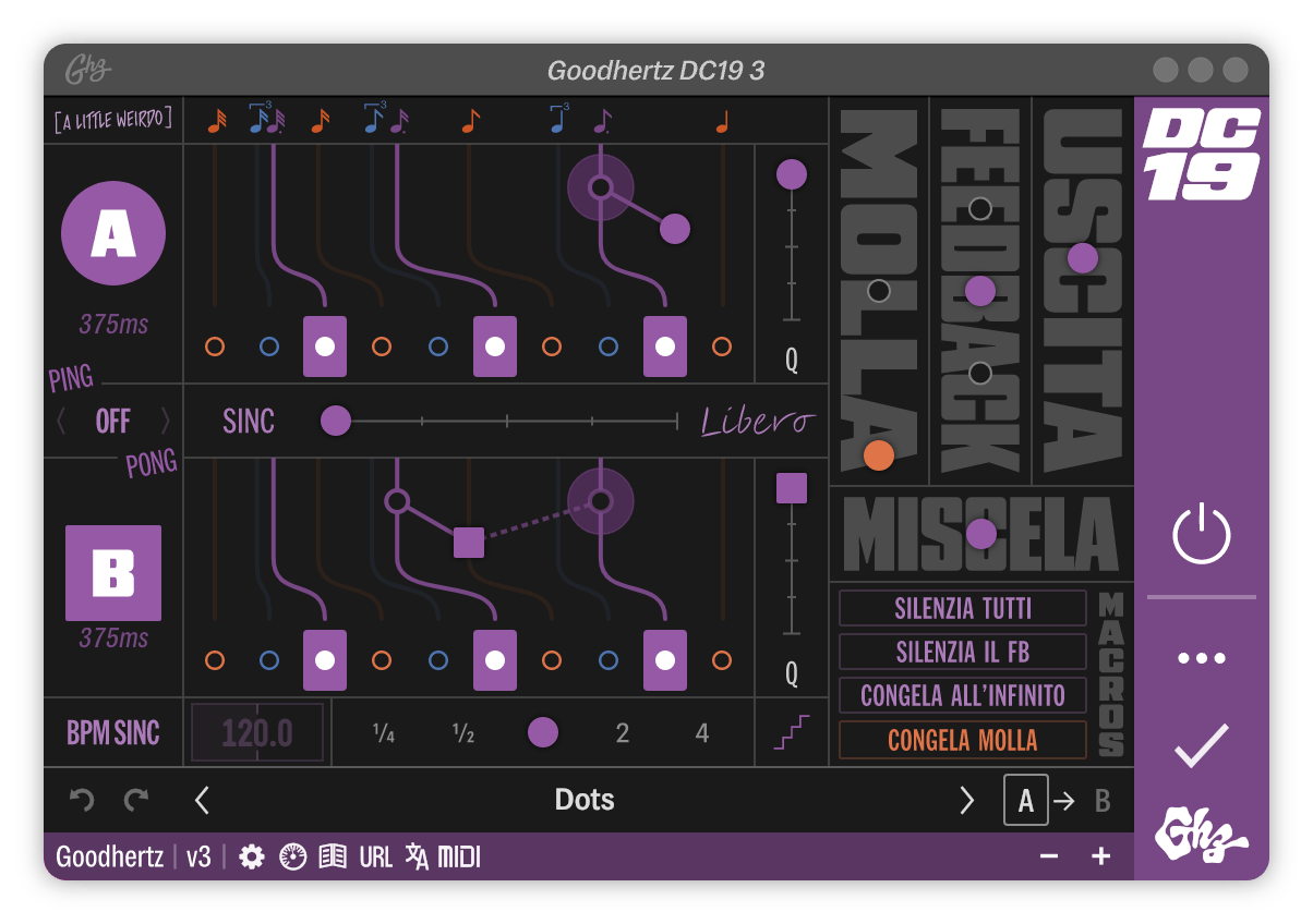A screenshot of the DC19 interface