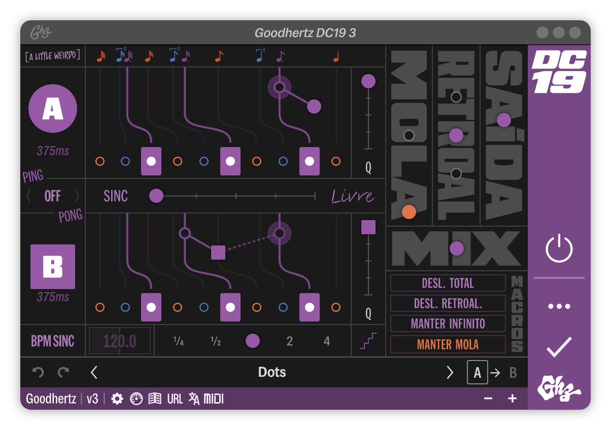 A screenshot of the DC19 interface