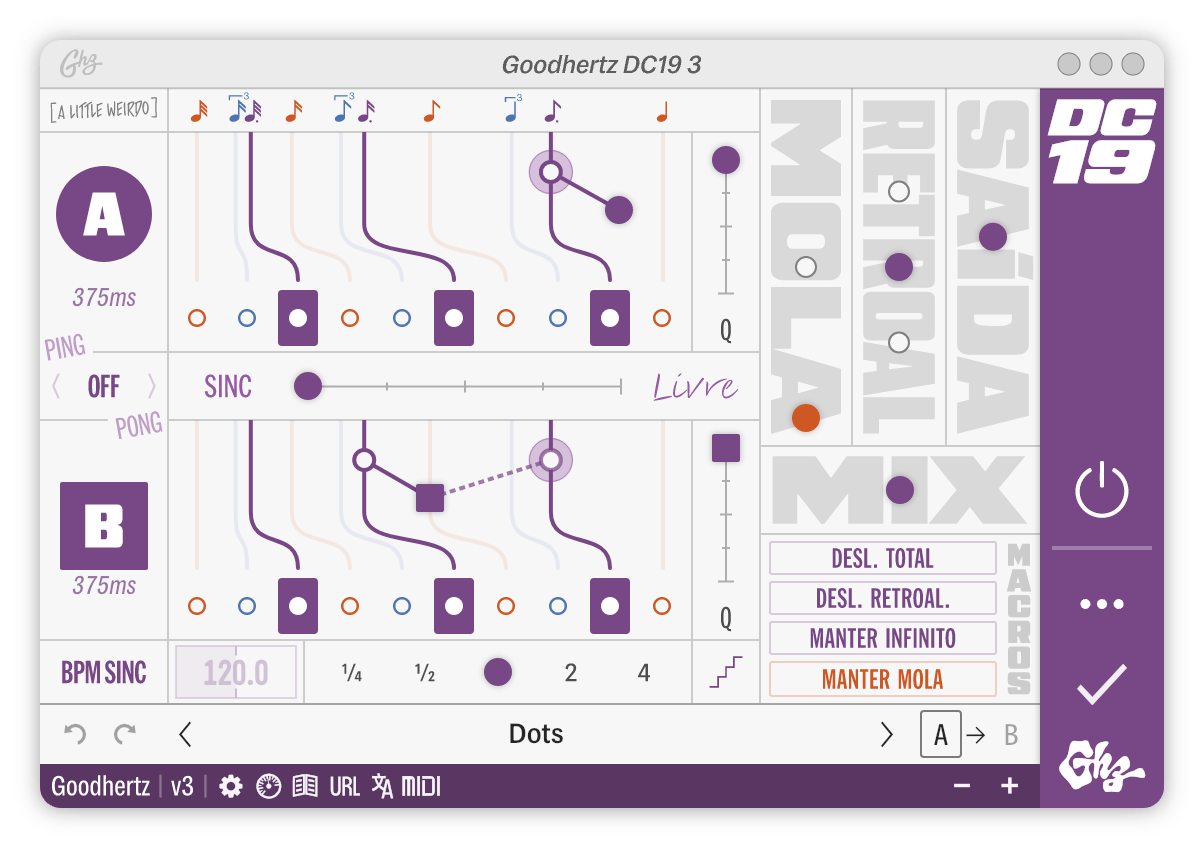 A screenshot of the DC19 interface