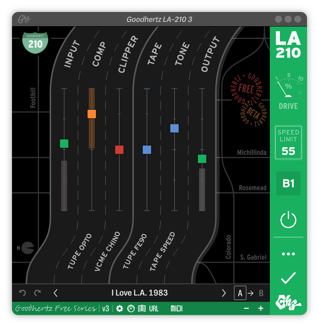 A screenshot of the LA-210 interface