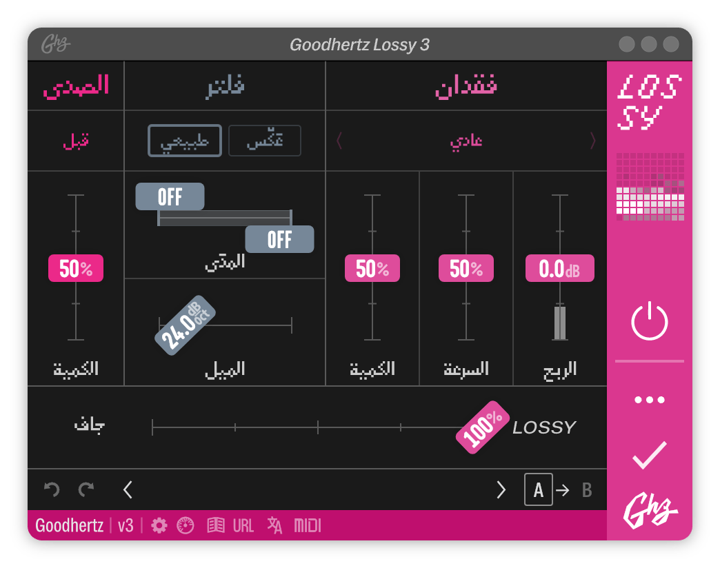 A screenshot of the Lossy interface
