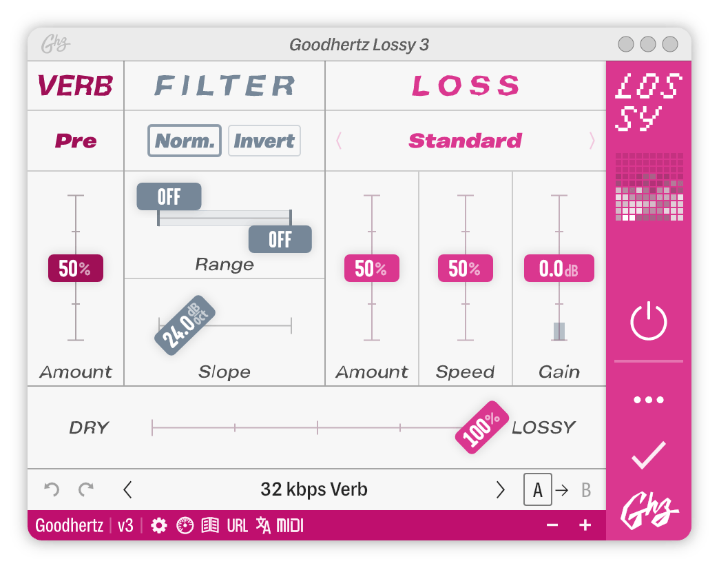 A screenshot of the Lossy interface