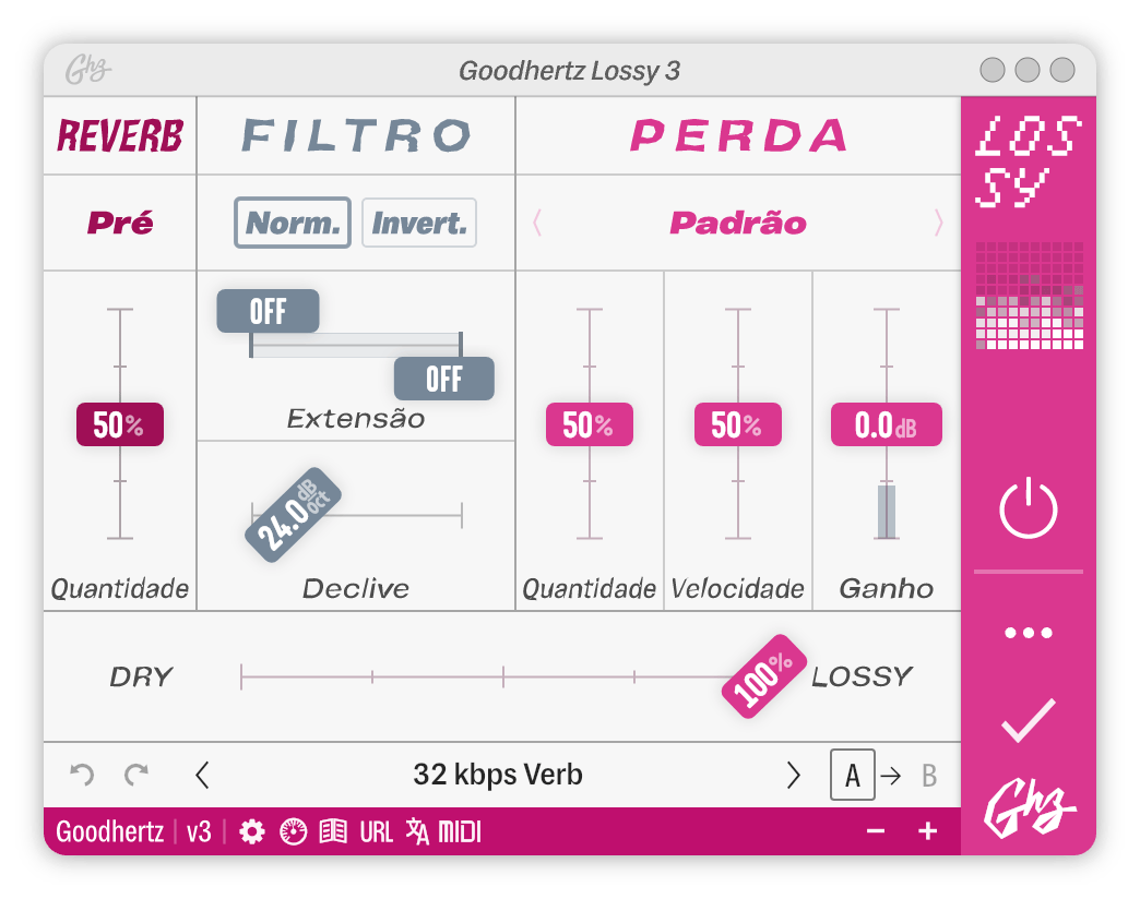 A screenshot of the Lossy interface