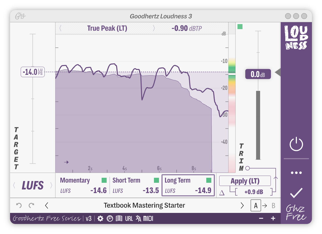 Image of the user interface of Loudness