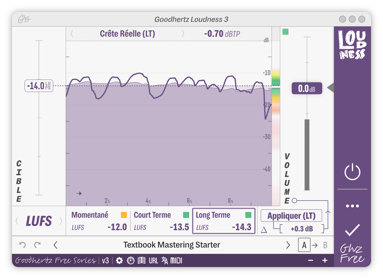 A screenshot of the Loudness interface