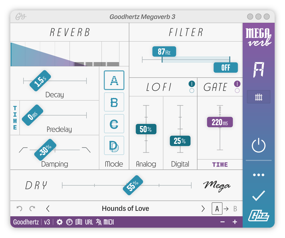 Image of the user interface of Megaverb