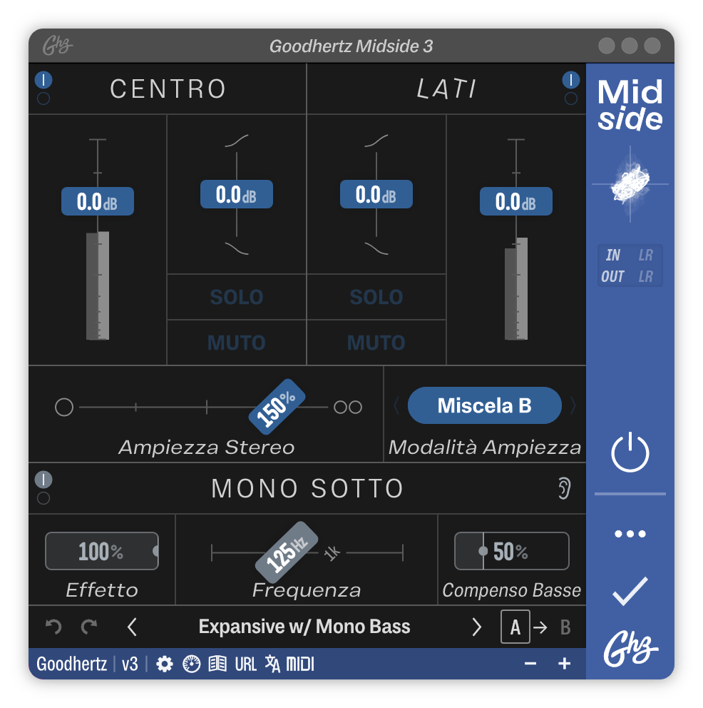A screenshot of the Midside interface