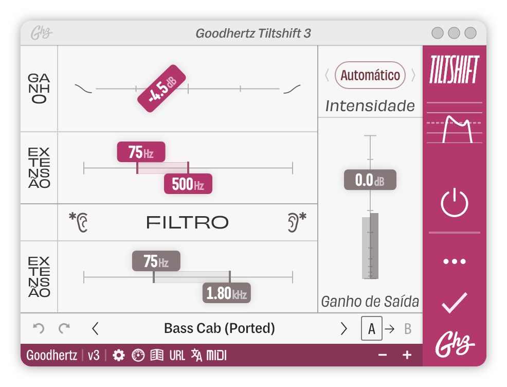 A screenshot of the Tiltshift interface