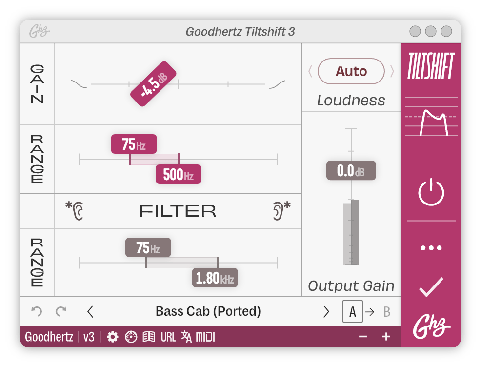 The Tiltshift interface