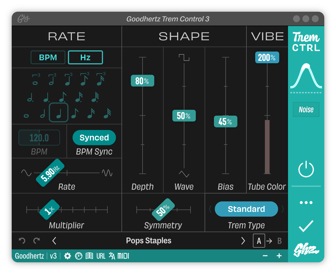 A screenshot of the Trem Control interface