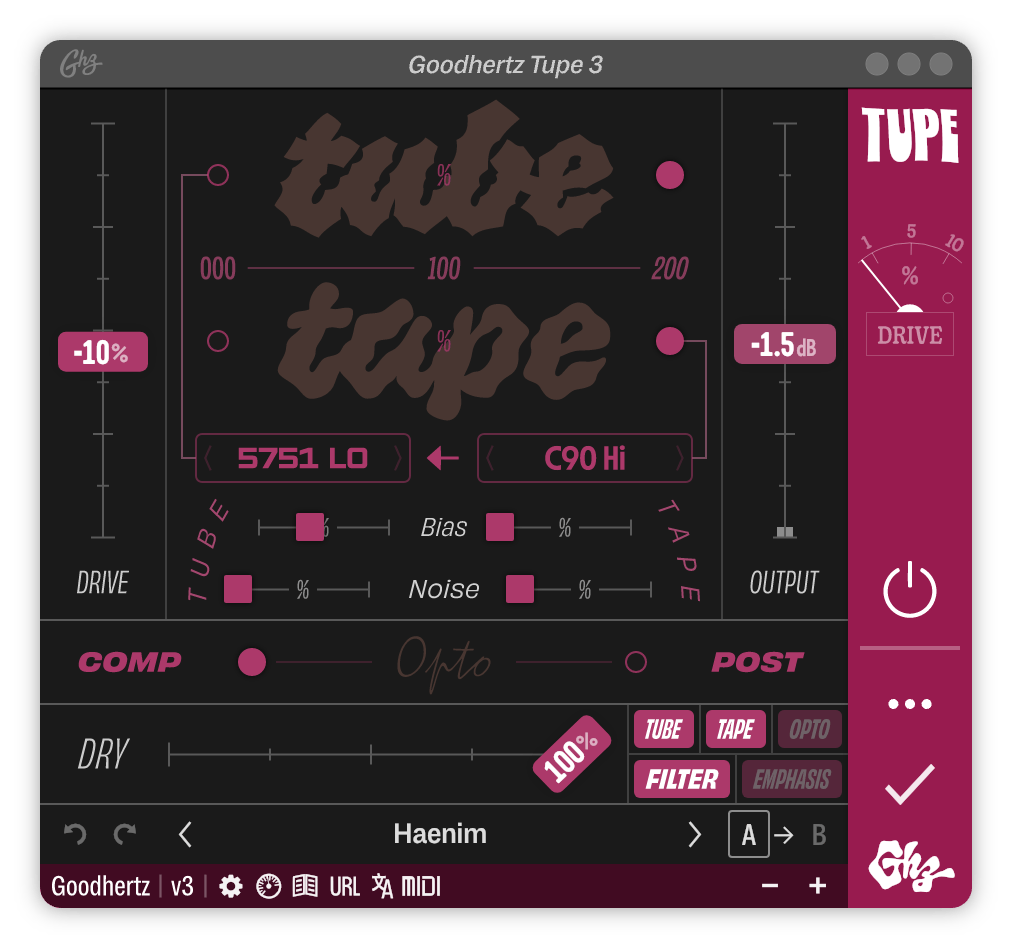 A screenshot of the Tupe interface