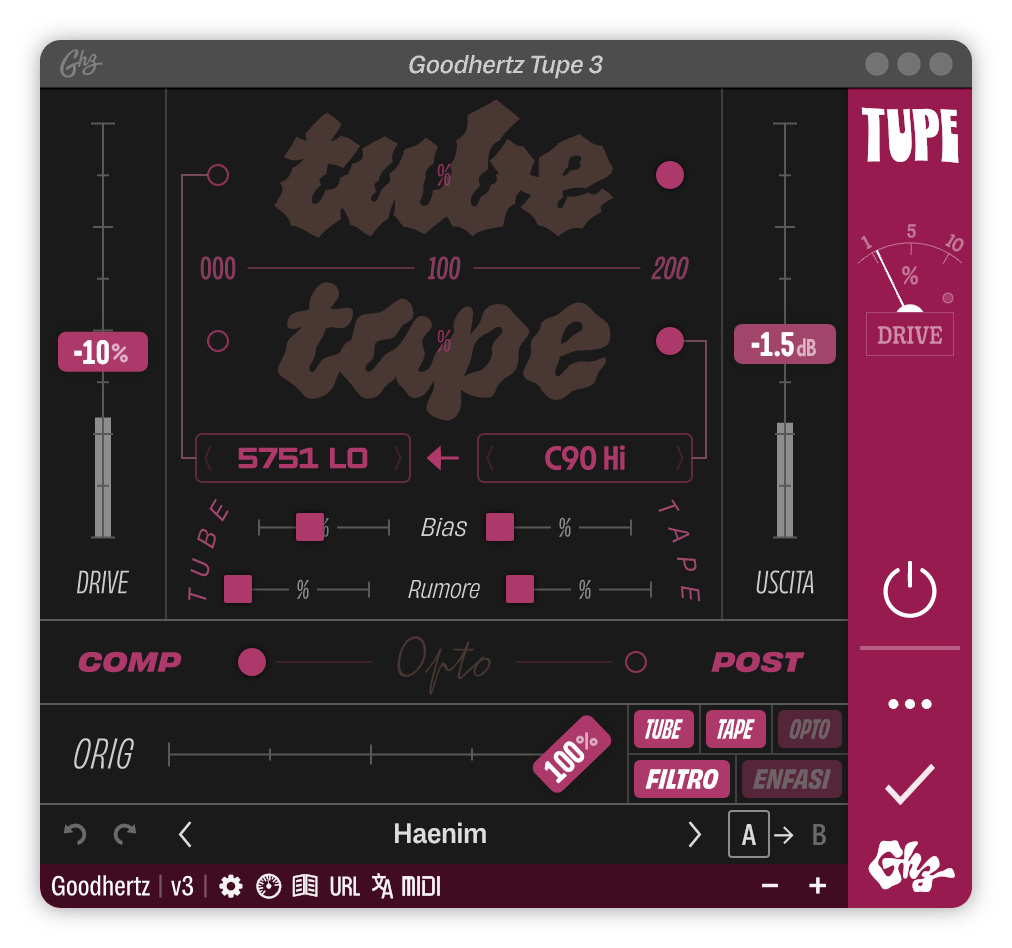 A screenshot of the Tupe interface