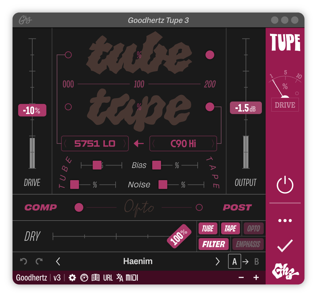 A screenshot of the Tupe interface