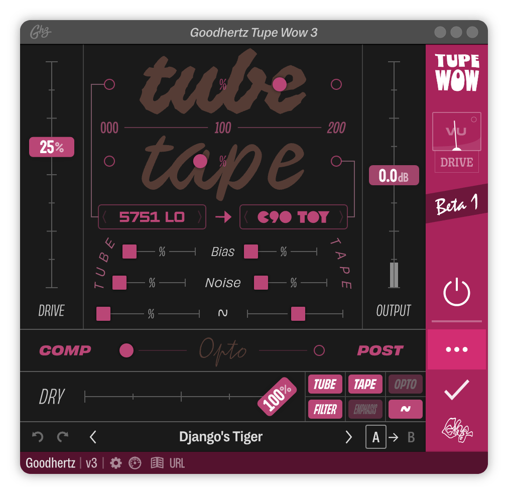 A screenshot of the Tupe Wow interface