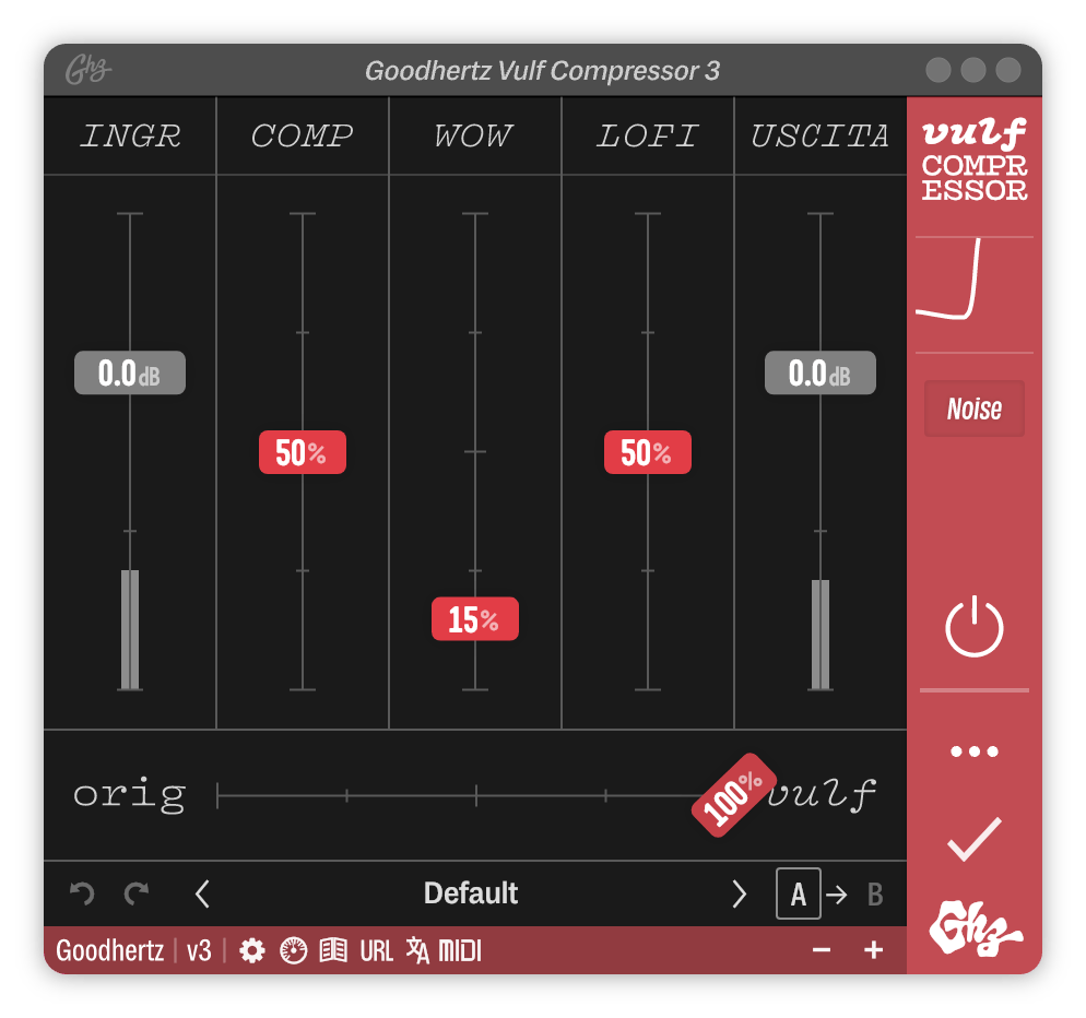 A screenshot of the Vulf Compressor interface